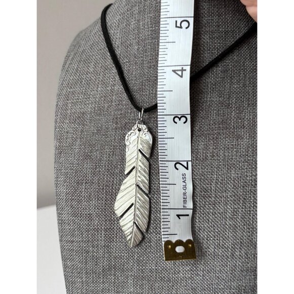 Upcycled Antique Silverware Feather Pendant Necklace: Bohemian Flatware Jewelry - Picture 6 of 7